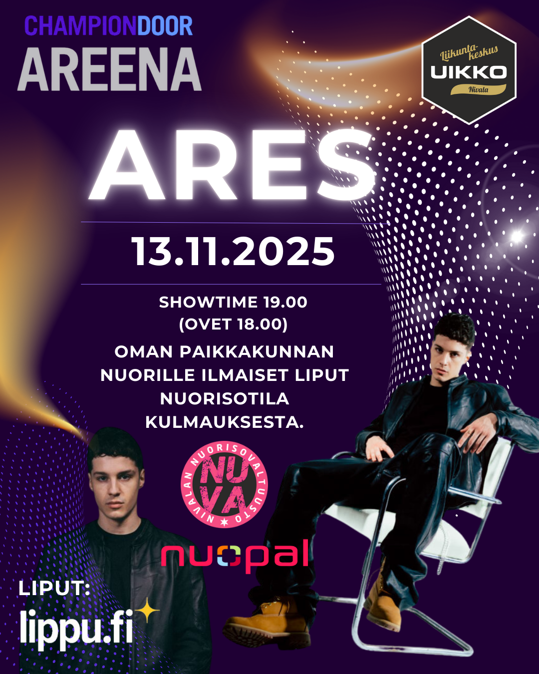 Mainos juliste, jossa infoa Areksen keikasta